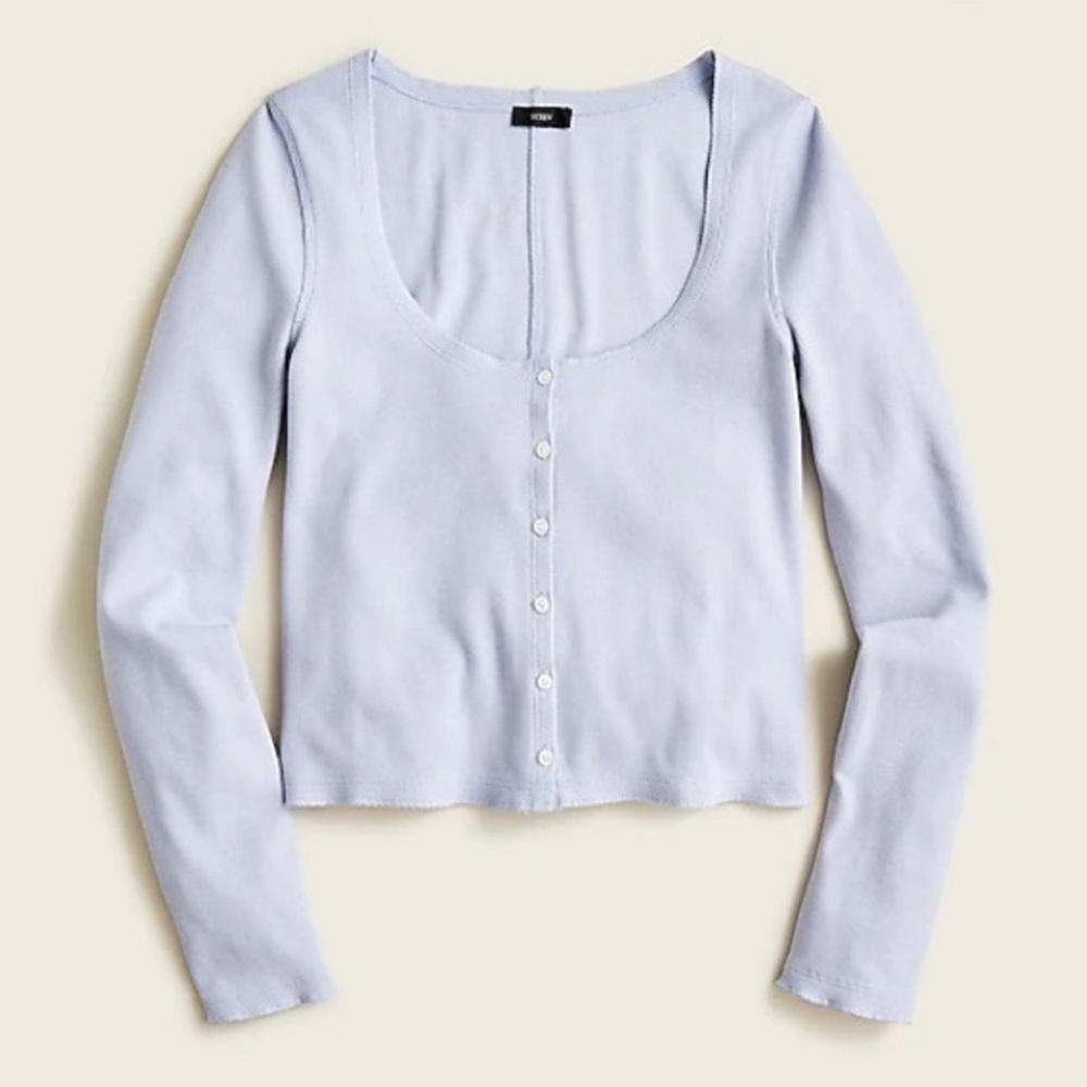 J. Crew scoopneck ribbed cardigan in a light purple Large